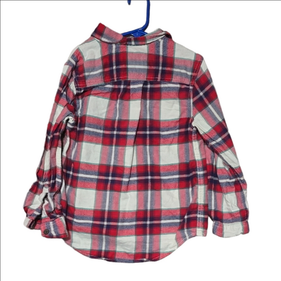 Plaid Kids Shirt - Red and White - Picture 3 of 4